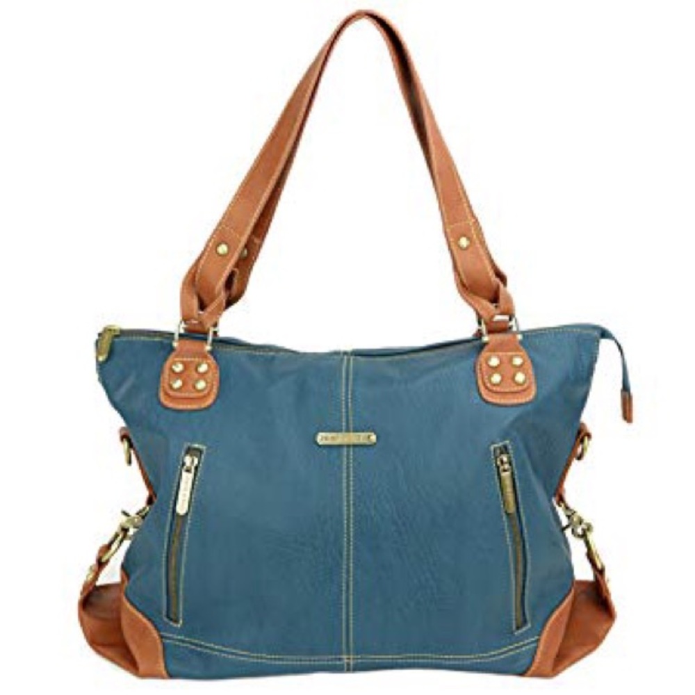 The Kate Diaper Bag Dark Teal/Saddle